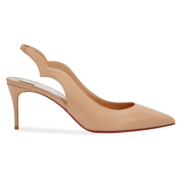 Christian Louboutin Shoes - Christian Louboutin Hot Chick Sling 70 Nude Blush Nappa Leather Low Heel Pump 37